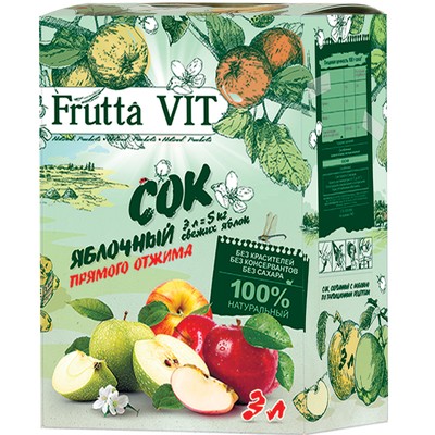 Витэкс Frutta Vit Сок Яблочный прямого отжима пастеризованный 3л