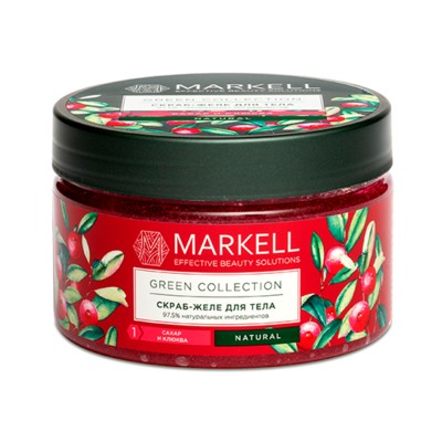 Markell Green Collection СКРАБ-ЖЕЛЕ ДЛЯ ТЕЛА САХАР И КЛЮКВА, 250 МЛ