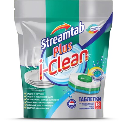 РОМАКС  I-CLEAN Таблетки для посудомоечных машин Streamtab Plus 18шт