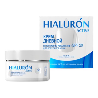 Belkosmex Hialuron Active  Крем для лица Дневной Интенсивное увлажнение + SPF 20 для всех типов кожи 48мл