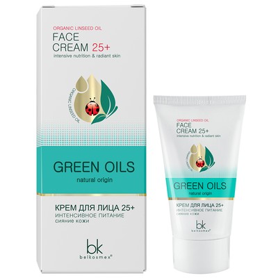 Belkosmex GREEN OILS  Крем для лица 25+ интенсивное питание сияние кожи 40 г.