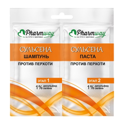 Витэкс СУЛЬСЕНА Шампунь против перхоти 1%, 10мл.+ Паста против перхоти 1%, 10мл., саше