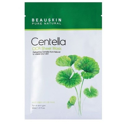 BEAUSKIN  Centella CICA Тканевая маска для лица, с экстрактом. центеллы 30 мл.