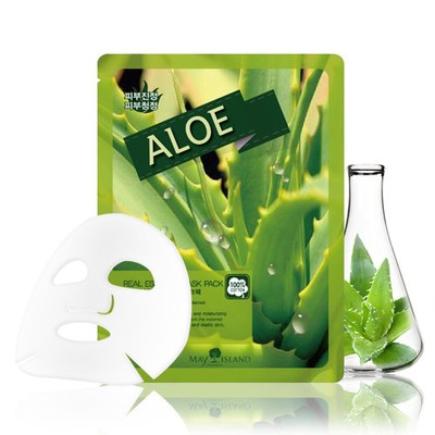 May Island Real Essense Маска тканевая успокаивающая с экстрактомактом алоэ Aloe Mask Pack 25 мл