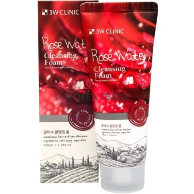 3W Clinic Корея 3W CLINIC Пенка очищающая Foam Cleansing Rose Water 100 мл