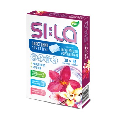 SI:LA  "ECO" Пластинки для стирки с ароматом "Цветы ванили и Франжипани", 30шт/уп