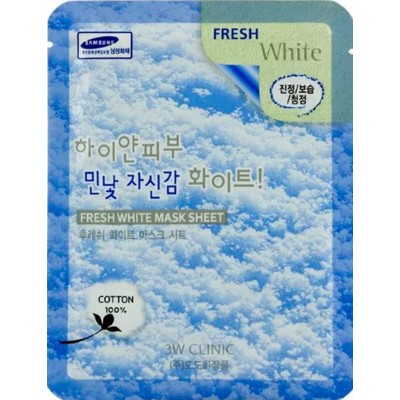 3W Clinic Корея 3W CLINIC Fresh White Mask Sheet Тканевая маска для лица с ниацинамидом, 23мл