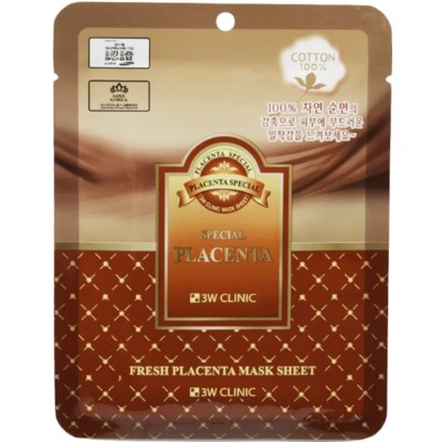 3W Clinic Корея 3W CLINIC Fresh Placenta Mask Sheet Тканевая маска для лица с экстрактомактом плаценты, 23мл