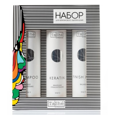Tashe professional  Набор Keratin Brazilian для выпрямления 300/300/300мл(шампунь+кератин состав+маска)