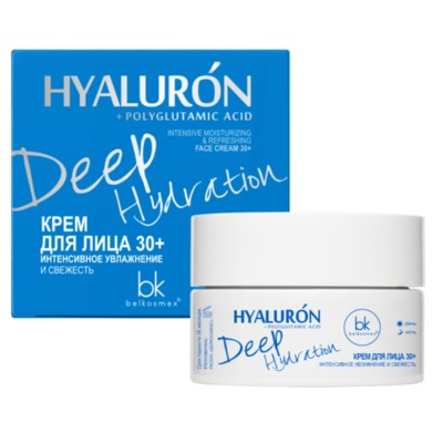 Belkosmex HYALURON Deep Hydration  Крем для лица 30+ Интенсивное увлажнение и свежесть 48мл