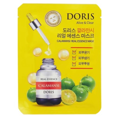 Корея DORIS CALAMANSI REAL ESSENCE MASK Тканевая маска для лица с экстрактомактом каламанси 25 мл