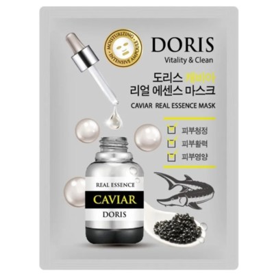 Корея DORIS CALAMANSI REAL ESSENCE MASK Тканевая маска для лица с экстрактомактом черной икры 25 мл