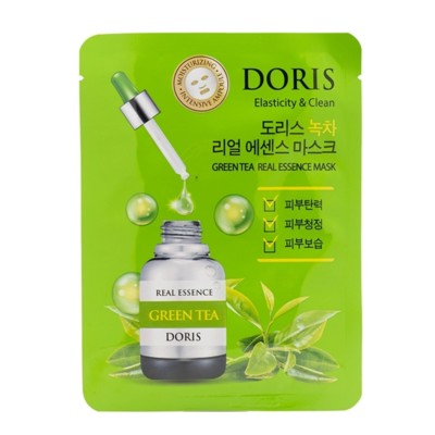 Корея DORIS CALAMANSI REAL ESSENCE MASK Тканевая маска для лица с экстрактомактом зеленого чая 25 мл