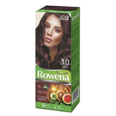 Рябина Рябина "Rowena" Rowena soft silk Стойкая крем-краска для волос тон 3.0 темный каштан