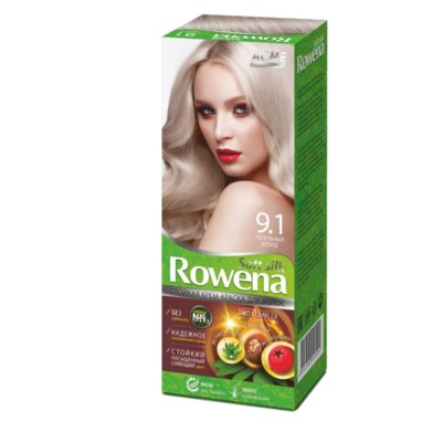 Рябина Рябина "Rowena" Rowena soft silk Стойкая крем-краска для волос тон 9.1 пепельный блондин