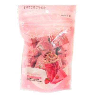 Корея MEDB Strawberry Milk Wash Off Pack Маска для лица с экстрактомактами клубники и молоч протеина 3х10г