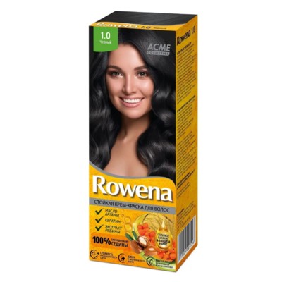 Рябина Рябина "Rowena" Стойкая крем-краска для волос "ROWENA", тон 1.0 Черный